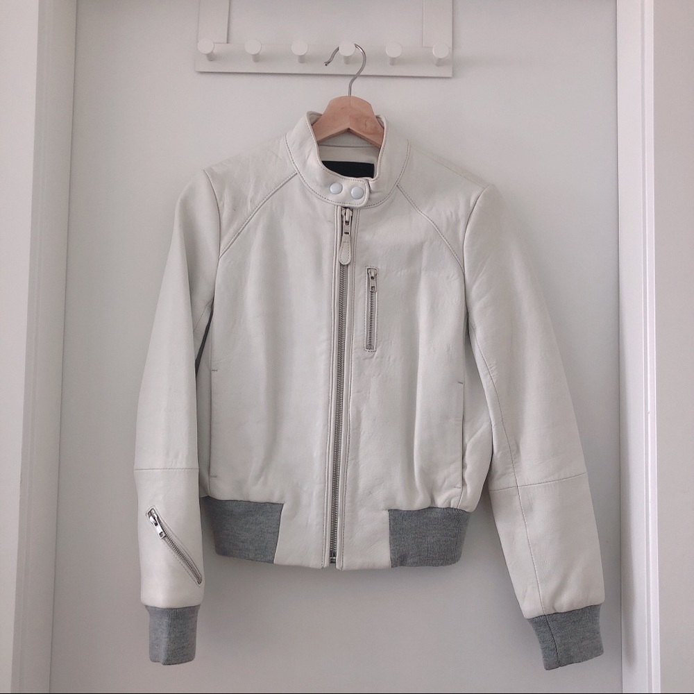 Club Monaco leather bomber jacket S